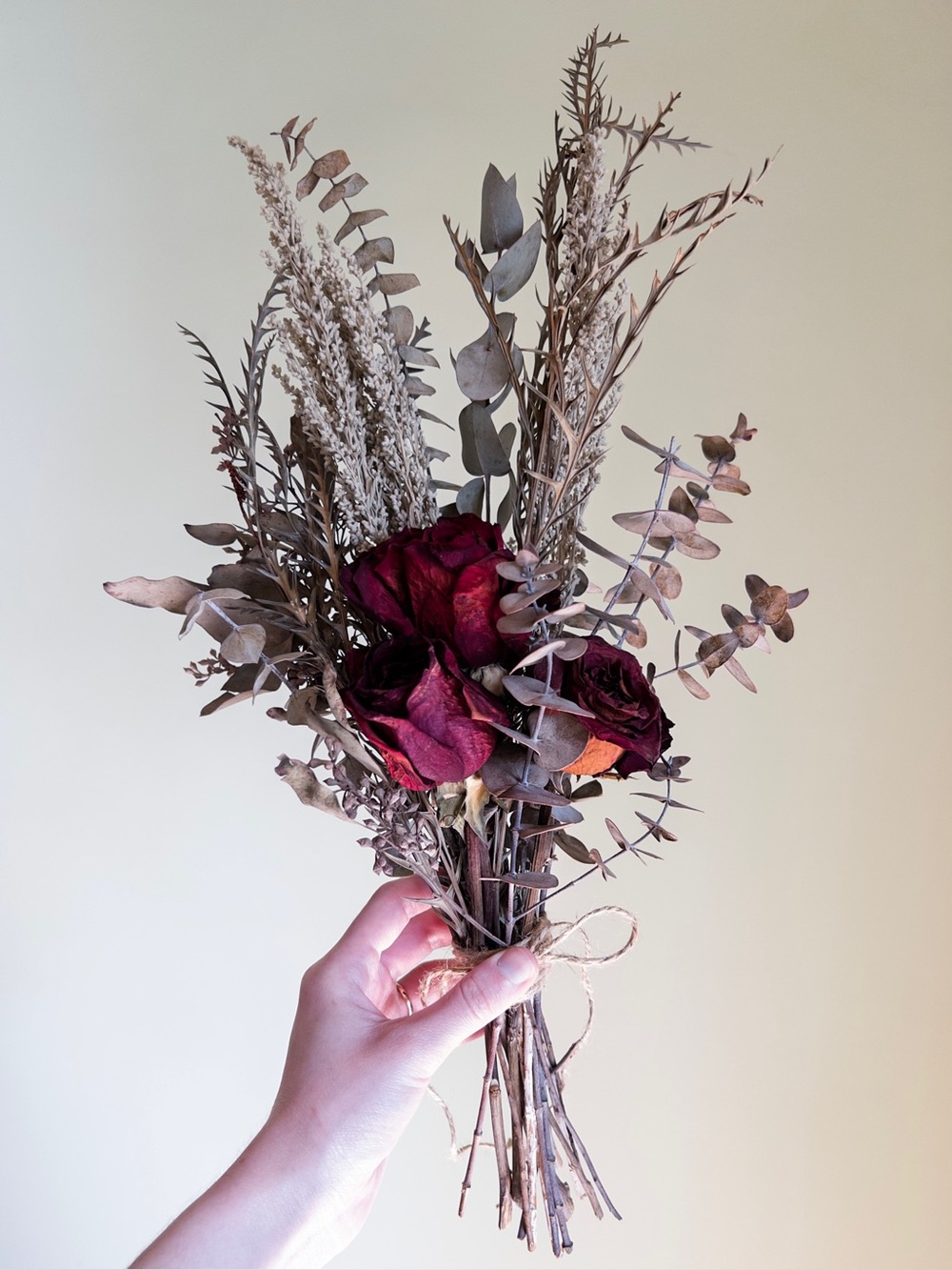 Lover’s Rose Bouquet, Hand Crafted Dried Flowers, Rustic Cottagecore Decor